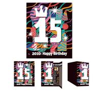 Gcardist 2025 15th Birthday Greeting Card, Jumbo 15 Years Old Birthday Gift Card,Memory Back In 2010(10x12Inch, Envelope)
