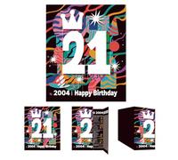 Gcardist 2025 21st Birthday Greeting Card, Jumbo 21 Year Old Birthday Gift Card,Memory Back In 2004(10x12Inch, Envelope)