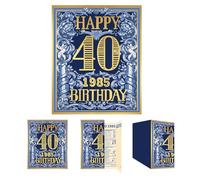 Gcardist 2025 40th Birthday Greeting Card, 40 Year Old Birthday Gift Card,Memory Back In 1985,Vintage Blue Gold(10x8.3Inch, Envelope)