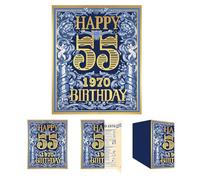 Gcardist 2025 55th Birthday Greeting Card, 55 Year Old Birthday Gift Card,Memory Back In 1970,Vintage Blue Gold(10x8.3Inch, Envelope)