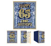 Gcardist 2025 65th Birthday Greeting Card, 65 Year Old Birthday Gift Card,Memory Back In 1960,Vintage Blue Gold(10x8.3Inch, Envelope)
