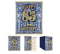Gcardist 2025 85th Birthday Greeting Card, 85 Year Old Birthday Gift Card,Memory Back In 1940,Vintage Blue Gold(10x8.3Inch, Envelope)