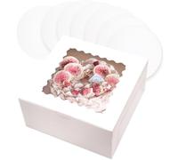 Gcardist 25.4 x 25.4 x 12.7 cm Cake Box, 5 Sets White Cake Box with Window & 5 Sets 25.4 cm White Cake Round Boards, 25.4 cm Cake Containers (10 x 10 x 5 inches)