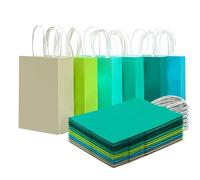 Gcardist 30 pieces medium gift bag 20 x 12 x 27 cm with handles, bulk gift bags, 6 different green colour bags, multiple use (8 x 5 x 11 inches, medium size)