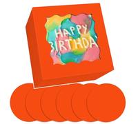 Gcardist 6x6x5 Inch Cake Box, 5 Sets Orange Cake Box with Window & 5 Sets 6 Inch Orange Cake Round Boards, Cake Containers(15.24x15.24x13cm)