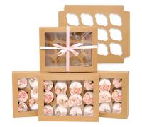 Gcardist Auto-pop Up 12 Cupcake Boxes with Window Brown 6 Packs Cupcake Box 33x25.4x9cm Bakery Boxes For Cupcakes Carrier, Cupcake Containers