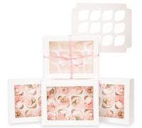 Gcardist Auto-pop Up 12 Cupcake Boxes with Window White 6 Packs Cupcake Box 33x25.4x9cm Bakery Boxes For Cupcakes Carrier, Cupcake Containers (13x10x3.5 inch)