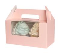 Gcardist Auto-pop Up 15 Cupcake Boxes with Window Pink 15 Packs Cupcake Box 16.5x9.2x8.9cm Bakery Boxes For Cupcakes Carrier, Cupcake Containers