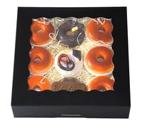 Gcardist Auto-pop Up Black 20.3x20.3x6.4cm 24Pcs Cookie Box with Window Pastry Macaron Bakery Box For Packaging (8x8x2.5 inch)