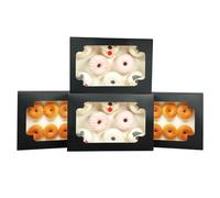 Gcardist Auto-pop Up Black 30.5x20.3x6.4cm 12Pcs Cookie Box with Window Pastry Macaron Bakery Box for Packaging (12x8x2.5 inch)