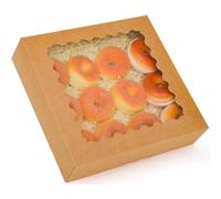 Gcardist Auto-pop Up Brown 20.3x20.3x6.4cm 24Pcs Cookie Box with Window Pastry Macaron Bakery Box For Packaging (8x8x2.5 inch)