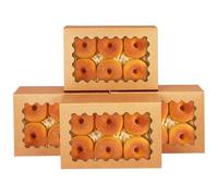 Gcardist Auto-pop Up Brown 30.5x20.3x6.4cm 12Pcs Cookie Box with Window Pastry Macaron Bakery Box for Packaging (12x8x2.5 inch)
