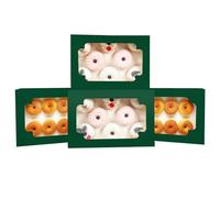 Gcardist Auto-pop Up Deep Green 30.5x20.3x6.4cm 12Pcs Cookie Box with Window Pastry Macaron Bakery Box for Packaging (12x8x2.5 inch)