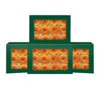 Gcardist Auto-pop Up Deep Green 35.6x25.4x6.4cm 6Pcs Cookie Box with Window Pastry Macaron Bakery Box for Packaging (14x10x2.5 inch)
