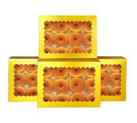 Gcardist Auto-pop Up Gold 35.6x25.4x6.4cm 6Pcs Cookie Box with Window Pastry Macaron Bakery Box for Packaging (14x10x2.5 inch)