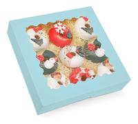 Gcardist Auto-pop-up light, blue, 20.3 x 20.3 x 6.4 cm, 12 pieces, cookie box with window, pastry, macaroon, bakery box for packaging (8 x 8 x 2.5 inches)