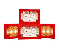 Gcardist Auto-pop Up Red 30.5x20.3x6.4cm 12Pcs Cookie Box with Window Pastry Macaron Bakery Box for Packaging (12x8x2.5 inch)