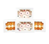 Gcardist Auto-pop Up White Biscuit Tin with Window 30.48 x 20.32 x 6.35 cm Pack of 6 Two Uses One Second Folding Pastry Biscuit Bakery Box for Packaging (12 x 8 x 2.5 inches)