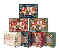 Gcardist Christmas 12pcs Bakery Boxes with Window 15x21x6.85cm Pastry Boxes Retro Design Cookie Boxes for Bakerys Thick & Sturdy