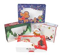 Gcardist Christmas Cookie Box with Window 12x8x2.5 inch 12 Packs Auto-pop up Two Uses One Second Folding Pastry Biscuit Bakery Box For Packaging(30.48x20.32x6.35 cm)