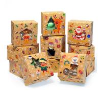 Gcardist Christmas Shoes Bakery Boxes with Window 30pcs 4x4x2.5 inch Mini Cookie Boxes Macaron Boxes Small Donut Pastry Boxes for Christmas(10.16x10.16x6.35 cm)