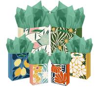 Gcardist Clash Flowers Gift Bags with Tissue Paper Mulit Assorted Sizes 10PCS Present Party Favor Birthday Bags(2pcs Large 13", 4pcs Medium 9", 4pcs Small 6", Tissue Paper)