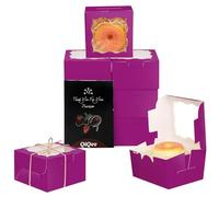 Gcardist Deep Purple Bakery Box with Window 15Pcs 10.2x10.2x6.4cm Deep Purple Cookie Boxes Pastry Box for Wedding Favor Birthday & Party(4x4x2.5 Inch)