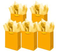 Gcardist Ginger Gift Bags with Tissue Paper for Wedding, Birthday, Party Supplies-20x11x24cm Medium Size Cardboard Gift Bags（8x4.3x10Inch,5pcs Bags +15pcs Tissue Paper ）