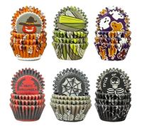 Gcardist Halloween 300-Count Gradient Cupcake Liners Cupcake Cups Food Grade 6 Original Design Halloween Red Bat Cupcake Papers Baking Cups Cupcake Wrappers（Small Size）