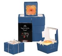 Gcardist Ink Blue Bakery Box with Window 15Pcs 10.2x10.2x6.4cm Ink Blue Cookie Boxes Pastry Box for Wedding Favor Birthday & Party(4x4x2.5 Inch)