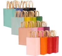 Gcardist Medium 32Pcs Kraft Bags With Handles 27x20x12cm Gift Bags 16 Different Senior Color Bags Multiple Uses (10.5x7.6x4.75Inch, Medium Size)