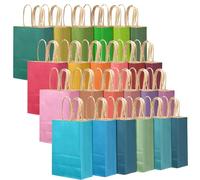 Gcardist Medium Pack of 24 Paper Gift Bags with Handles - Colourful Kraft Paper Bags - 24 Plain Colours (10.6 x 8.3 x 4.3 inches, 27.3 x 21 x 10.5 cm Medium Size)