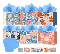 Gcardist Medium Paper Gift Bags with Tissue Paper Handles 6PCS Winter Flowers Cardboard Floral Gift Bags for Women Mom Grandma Party Supply (6PCS Bags+ 12PCS Tissue Paper)