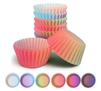 Gcardist Mini Muffin Cases, 300 Pcs Food Grade Paper Baking Cups, 6 Gradient Designs, Round, Disposable, for Birthday, Baby Shower, Wedding