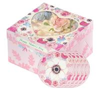 Gcardist Mother's Day 12x12x8 Inch Cake Box, 5 Sets Pink Cake Box with Window & 5 Sets 12 Inch Pink Cake Round Boards, Cake Containers(30.5x30.5x20.3cm)