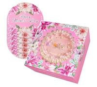Gcardist Mother's Day 8x8x5 Inch Cake Box, 5 Sets Cake Box with Window ＆ 5 Sets 8 Inch Cake Round Boards, Cake Containers(20.3x20.3x13cm)