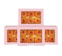 Gcardist Pack of 15 Pink Biscuit Tins with Window 22.86 x 15.24 x 6.35 cm Pastry Macaron Bakery Box for Packaging (9 x 6 x 2.5 inches)