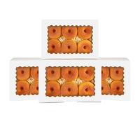 Gcardist Pack of 15 White Biscuit Tins with Window 22.86 x 15.24 x 6.35 cm Pastry Macaron Bakery Box for Packaging (9 x 6 x 2.5 inches)