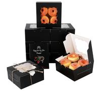 Gcardist Schwarz Keks-Boxen mit Fenster 15 Stück 15.2 * 15.2 * 7.6cm Bäckerei Box Gebäck Box für Hochzeit Gunst Geburtstag & Party(6 * 6 * 3 inch)