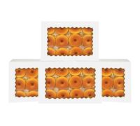 Gcardist Set of 6 Auto-pop Up Biscuit Tins with Window Pastry Macaron Bakery Box for Packaging 35.56 x 25.4 x 6.35 cm White