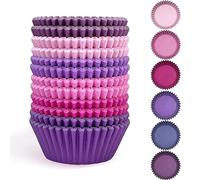 Gcardist Silicone Muffin Cases, 300 Pieces, Food Grade, Disposable, Standard Size, 6 Pink Purple Colors, Baking Cups for Muffins, Cupcakes, Pastries