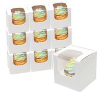 Gcardist White Auto Pop Up Cupcake Boxes Separate Cupcake Containers 15pcs 9 x 9 x 9cm (15 Boxes + 15 Inserts Pieces, 3.5 x 3.5 x 3.5 Inches)