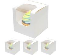 Gcardist White Cupcake Boxes 15 x 9 x 9 cm (15 Boxes + 15 Inserts, 3.5 x 3.5 x 3.5 Inches)