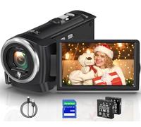 Gcasio 2.7K Video Camera Camcorder QHD 50MP YouTube Vlogging Camera Webcam 16X Digital Zoom with 32G SD Card 270 Degree Rotation Screen Camcorders and 2 Batteries Recording While Charging