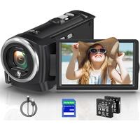 Gcasio 2.7K Video Camera Camcorder QHD 56MP YouTube Vlogging Camera Webcam 16X Digital Zoom with 32G SD Card 270 Degree Rotation Screen Camcorders and 2 Batteries Recording While Charging