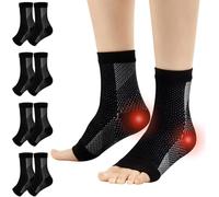 Gcbiger 4 Pairs Plantar Fasciitis Socks for Women Men Neuropathy Socks Ankle Compression Socks Ankle Support Brace Wide Calf Compression Socks for Flying, Running (Black, XXL)
