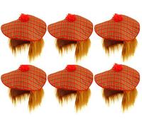 GCC Fashion Store Pack of 6 Scottish Tam O Shatner Hat with Ginger Hair Wig Scots Fancy Dress
