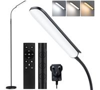 GCCATE LED Floor Lamp 18W, Modern Reading Standing Lamp, Tall:175CM, Black | Dimmable, 4 Color Temperature, Remote/Touch Control, Timer, Memory Function,Standard Tall Lamp for Living Room Bedroom Office