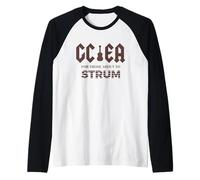GCEA for Those About to Strum - Ukulele Rocker Design Brown Raglan Baseball Tee