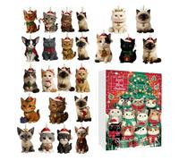 Gcerfby Christmas Countdown Ornament | Cat Theme Toy 2D Ornament Charm - Cute Calendars with Keychain Toys | for Vacation Classroom Offices Desk Wall Tree Kids Teen Adult Boy Girl Women Men